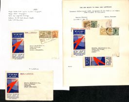 India. Speedbird covers from Guadur (franked on reverse with 1/2a + Air 2a and 4a, a neat single