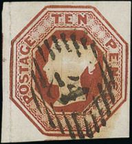 1848 Embossed 10d, cut square with four good to large margins, vertical crease just touching the