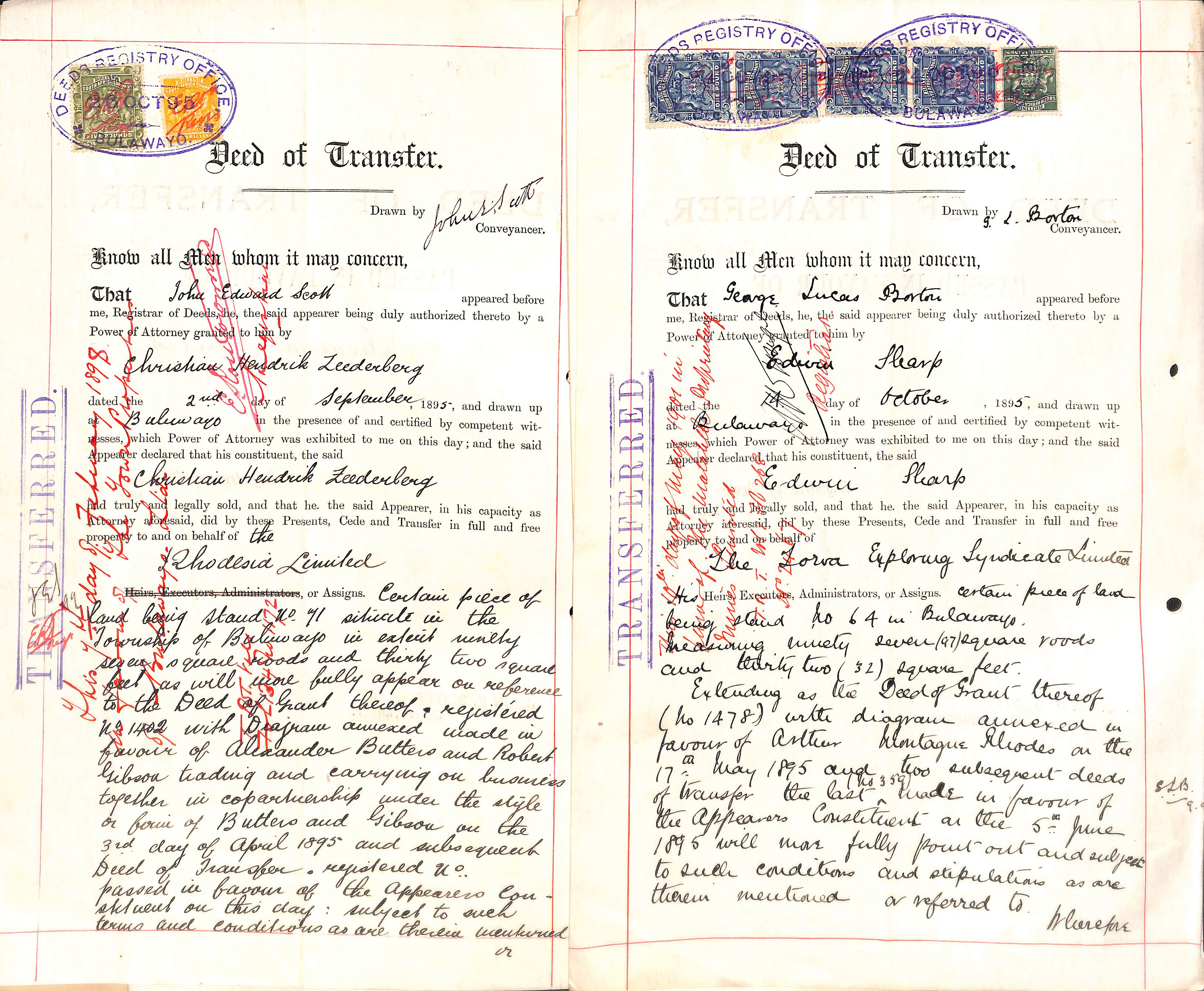 1895-1903 Legal documents comprising Deeds of Transfer (21), Mortgages (4) and prenuptial marriage - Image 10 of 15