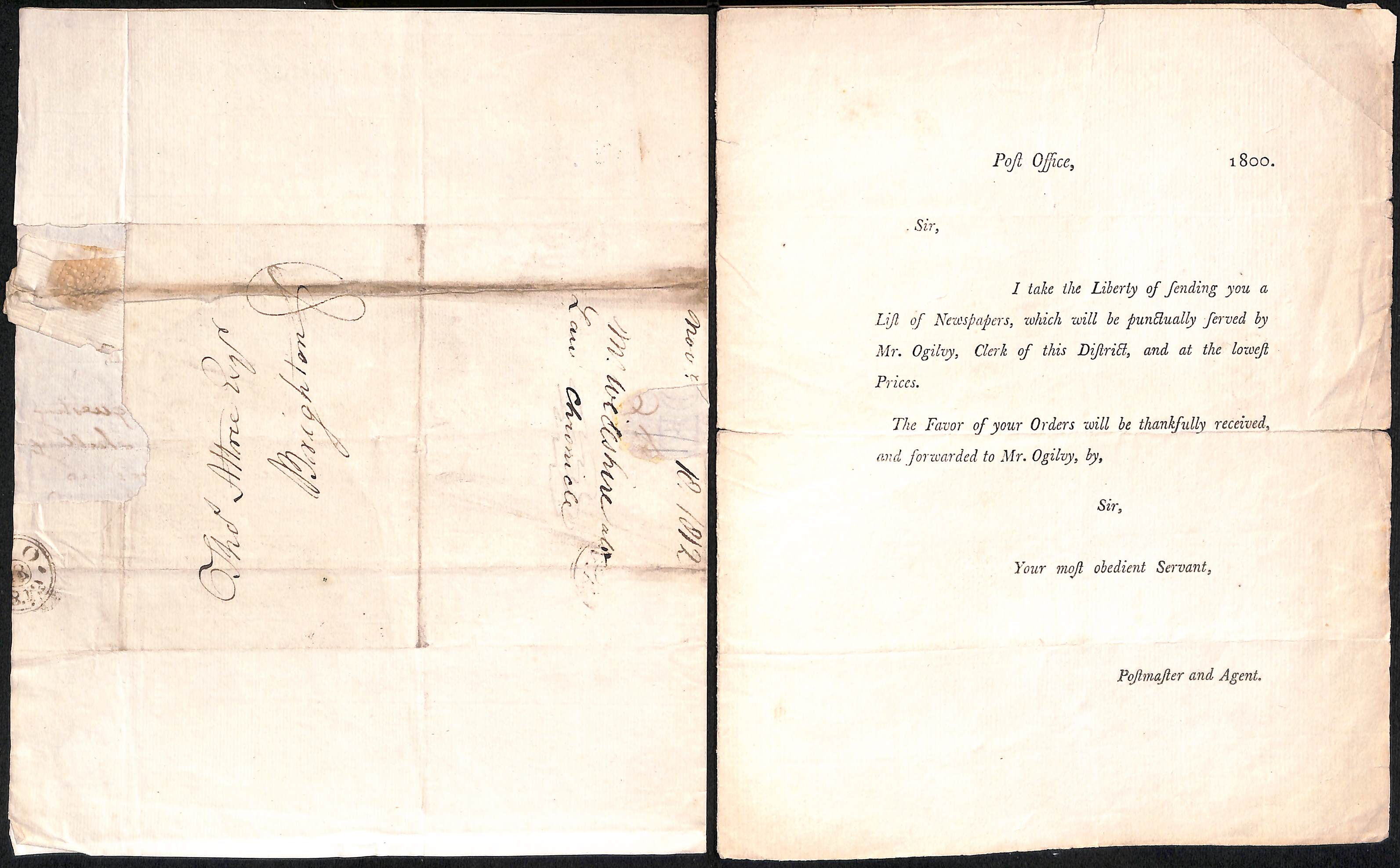 Newspapers. 1787-1831 Partly printed receipts for newspapers despatched from the G.P.O London, all - Image 3 of 3