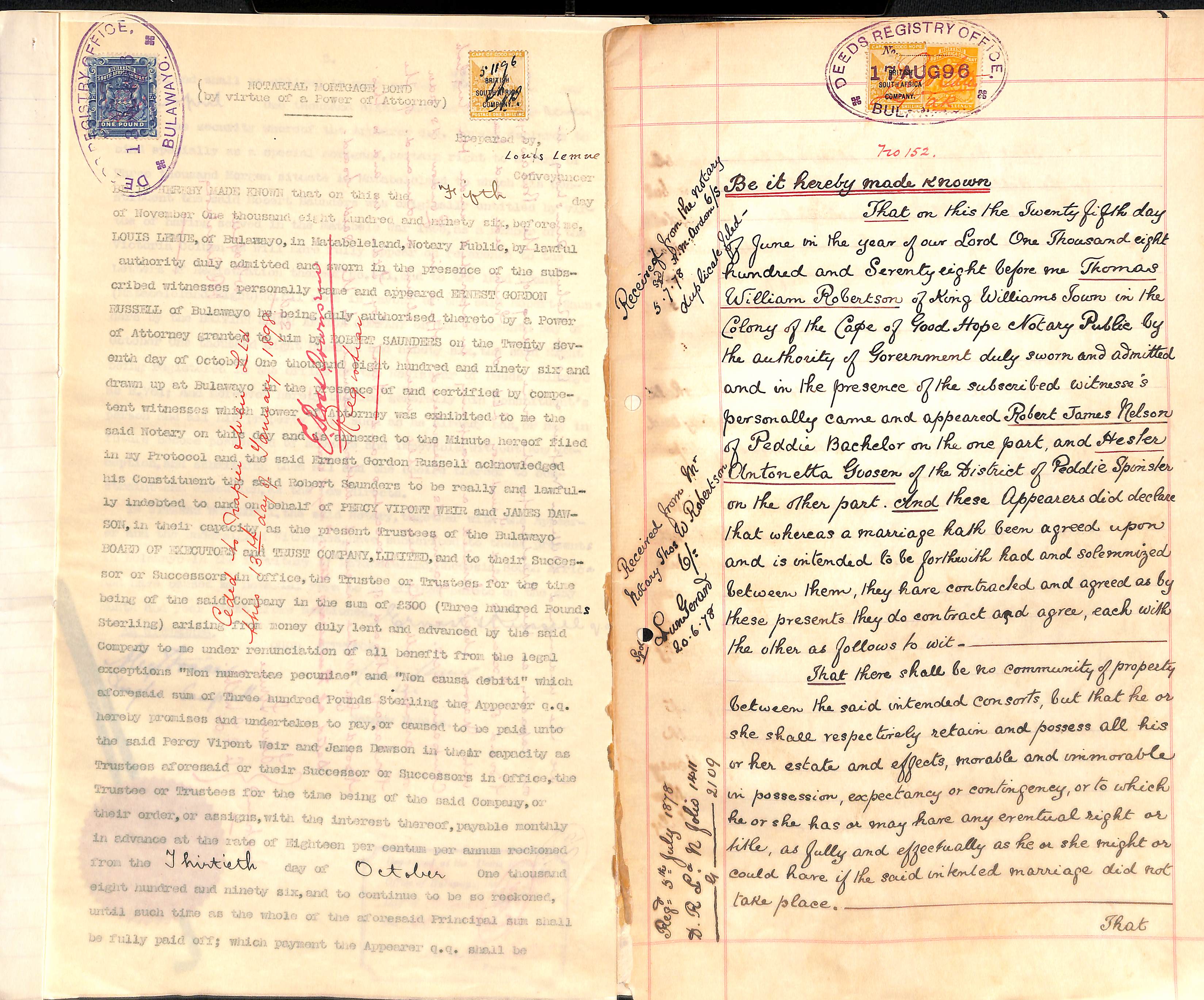 1895-1903 Legal documents comprising Deeds of Transfer (21), Mortgages (4) and prenuptial marriage - Image 14 of 15