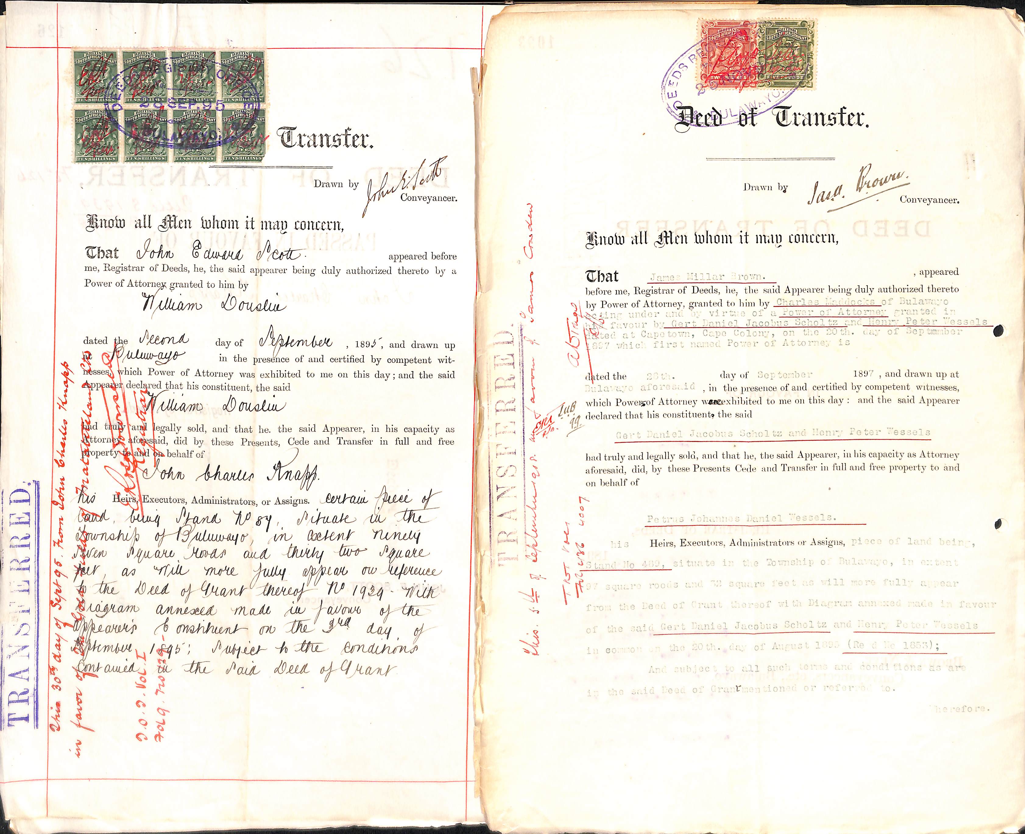 1895-1903 Legal documents comprising Deeds of Transfer (21), Mortgages (4) and prenuptial marriage - Image 2 of 15