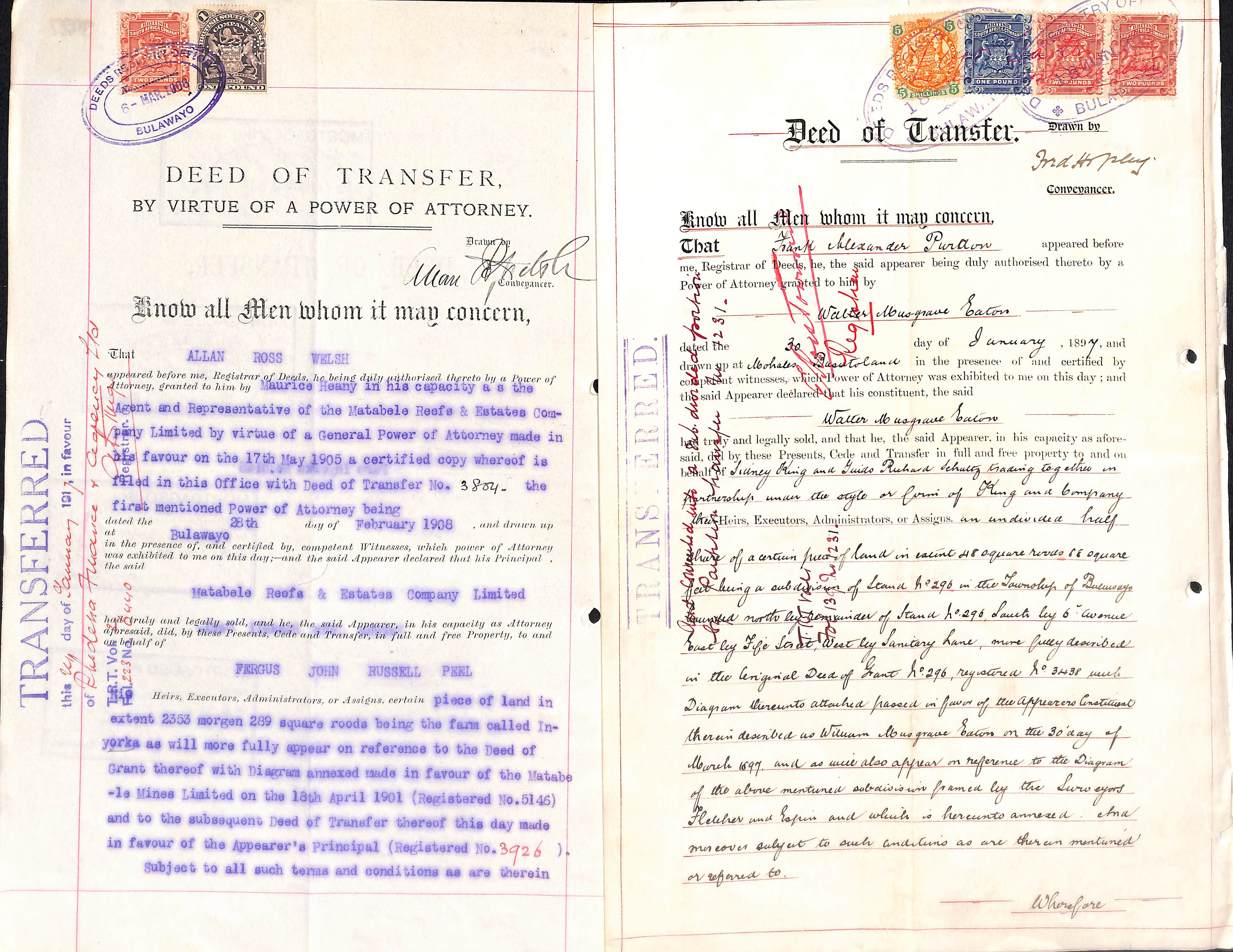 1895-1903 Legal documents comprising Deeds of Transfer (21), Mortgages (4) and prenuptial marriage - Image 4 of 15