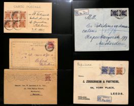 1919-27 Covers and cards including 1918 1m-20p set used on two registered covers (one to 49