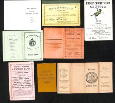 England - Fixture Cards. 1874-1939 Club fixture cards including 1879 Uxbridge C.C card signed by