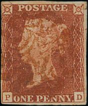 1841 1d Red-brown, PD plate 15 with four margins, close at left, cancelled by a Maltese Cross in