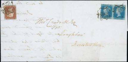 1843 (Apr. 19) Long entire letter from London to Loughborough, 4d postage paid by 1841 2d blue plate
