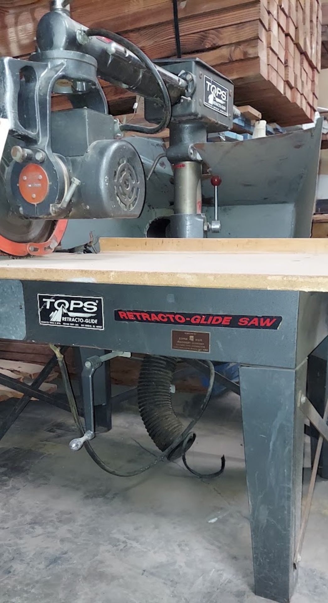 Tops 14" Radial Arm Saw, Model 55508M, 3hp 3ph - Image 4 of 4
