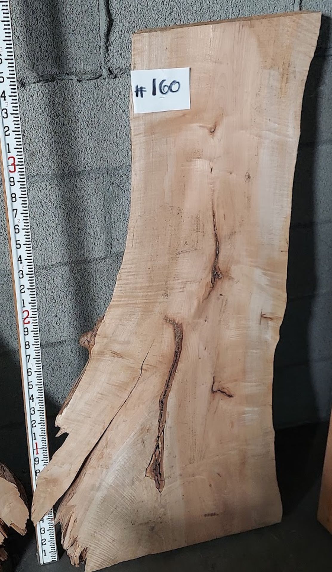 Maple Hardwood Lumber Slab, Size is approx. 44" x 15" - 22" x 2-3/4" Thick, Curly (Book Matched