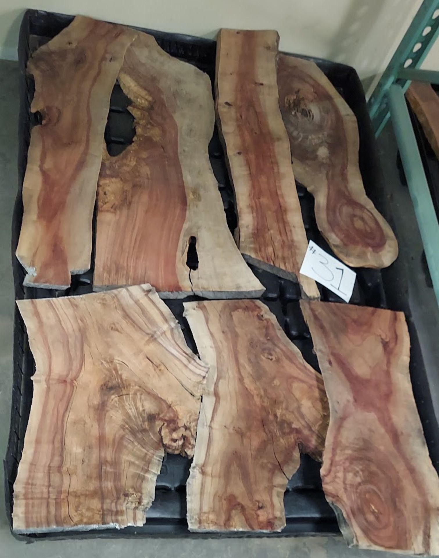 7 - Carob Hardwood Live Edge Boards, (pallet not included)