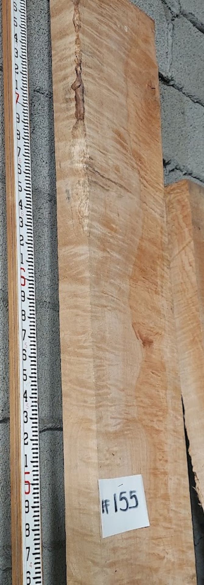 Maple Hardwood Lumber Slab, Size is approx. 96" x 9-1/2" x 2-5/8" Thick, Curly - Image 3 of 3