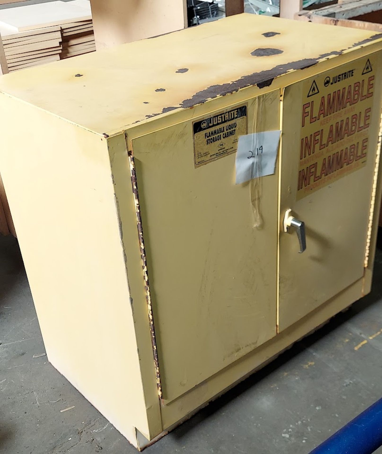 Justrite Flamable Liquid Storage Cabinet, 22 Gallon, Size is 35" x 36" x 24"