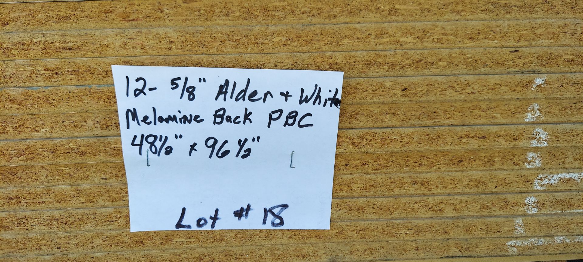 12 Sheets - 5/8" Alder + White Melamine Back PBC 48 - 1/2" X  96-1/2" - Image 6 of 6