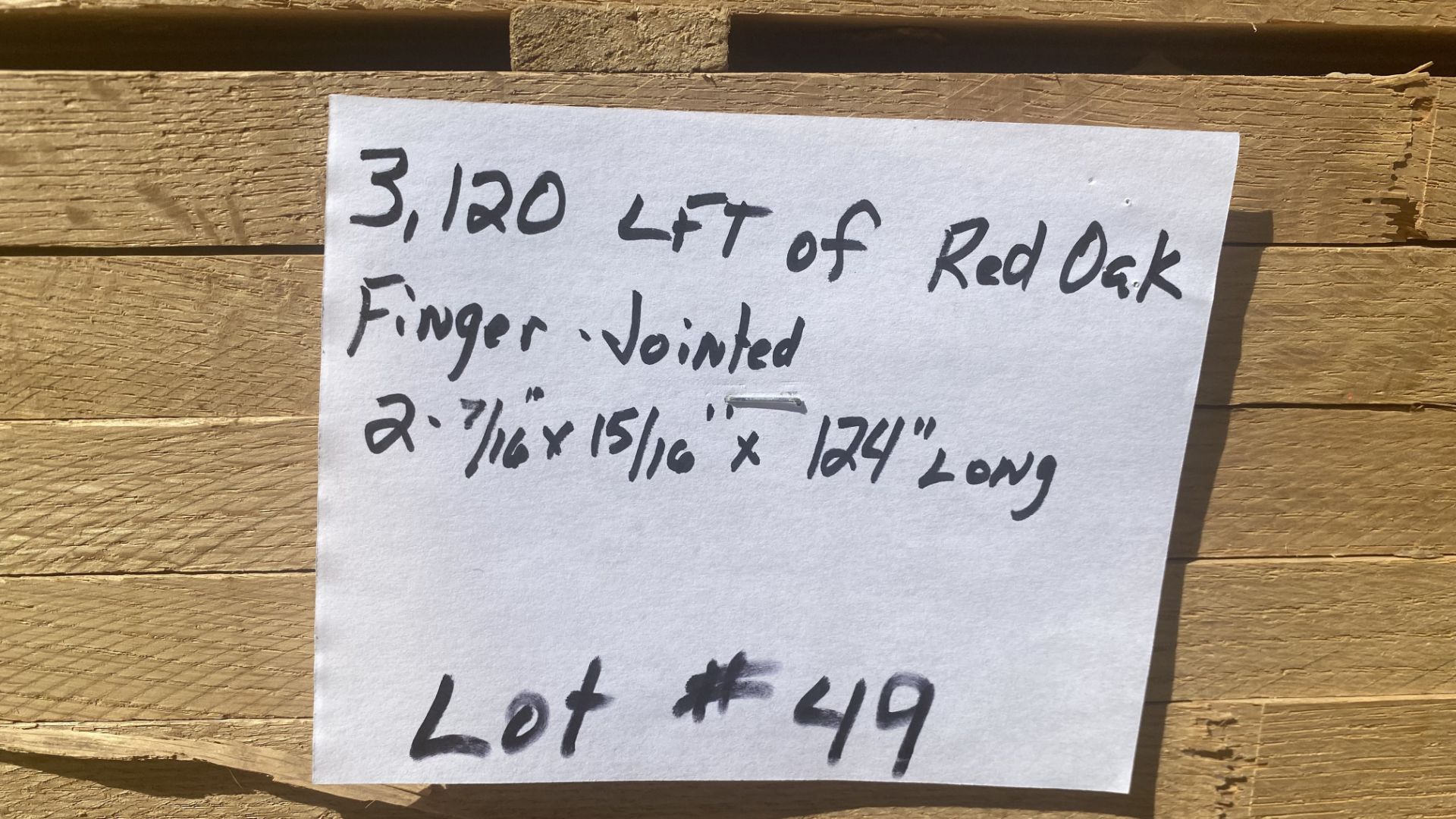 3120 LFT Red Oak Finger Jointed 2-7/16" X 15/16" x 124" Long - Image 6 of 6