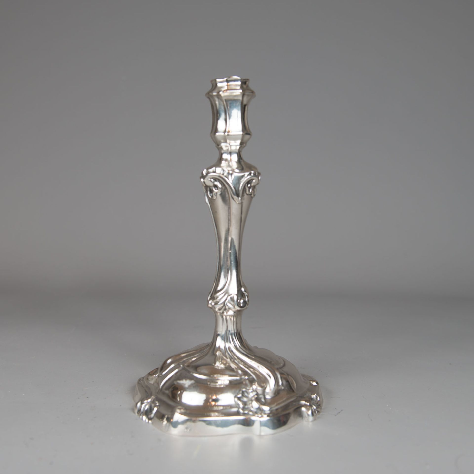 Pair of Baroque Silver Candlesticks - Image 2 of 3