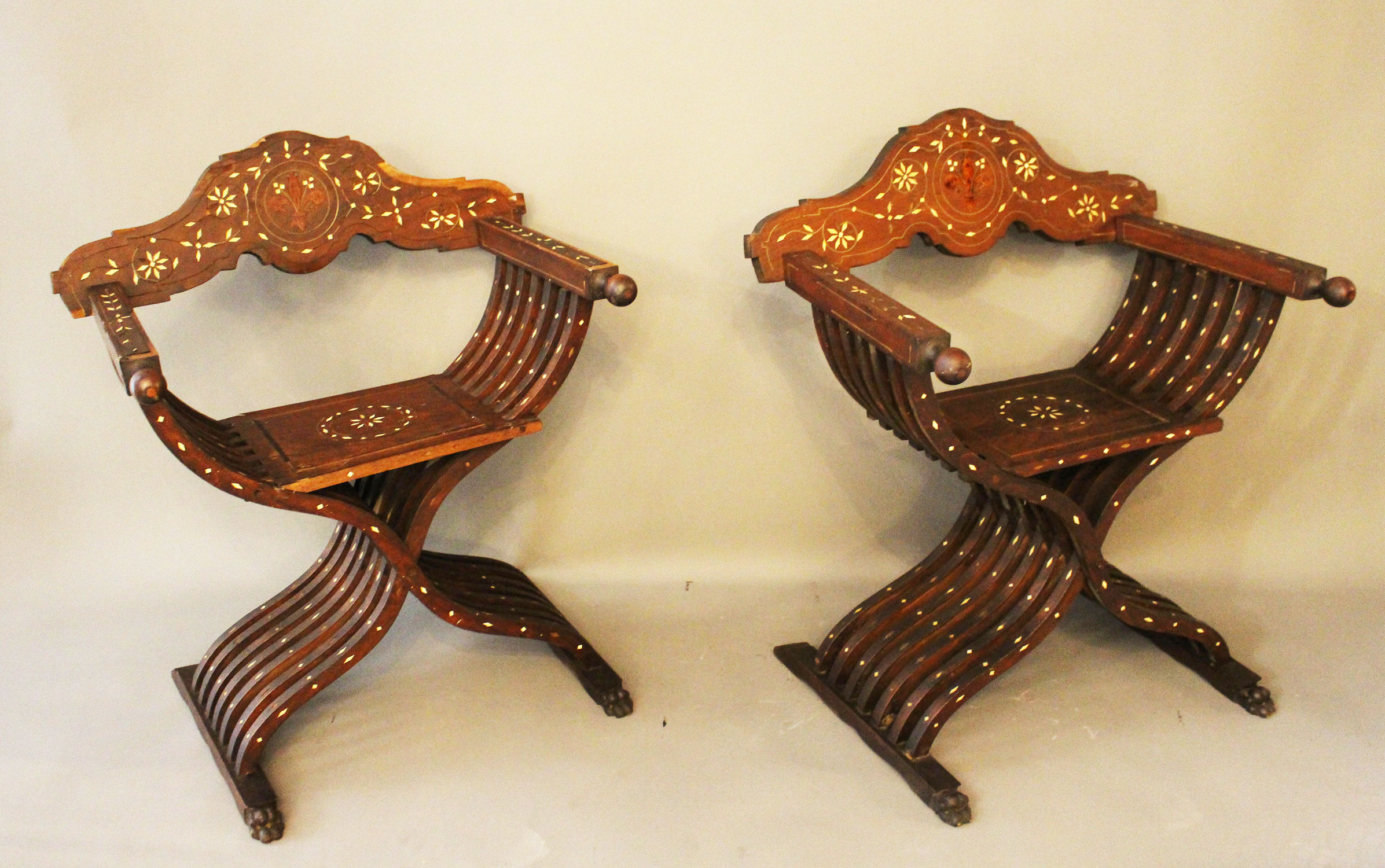 Pair of Florentine X-chairs