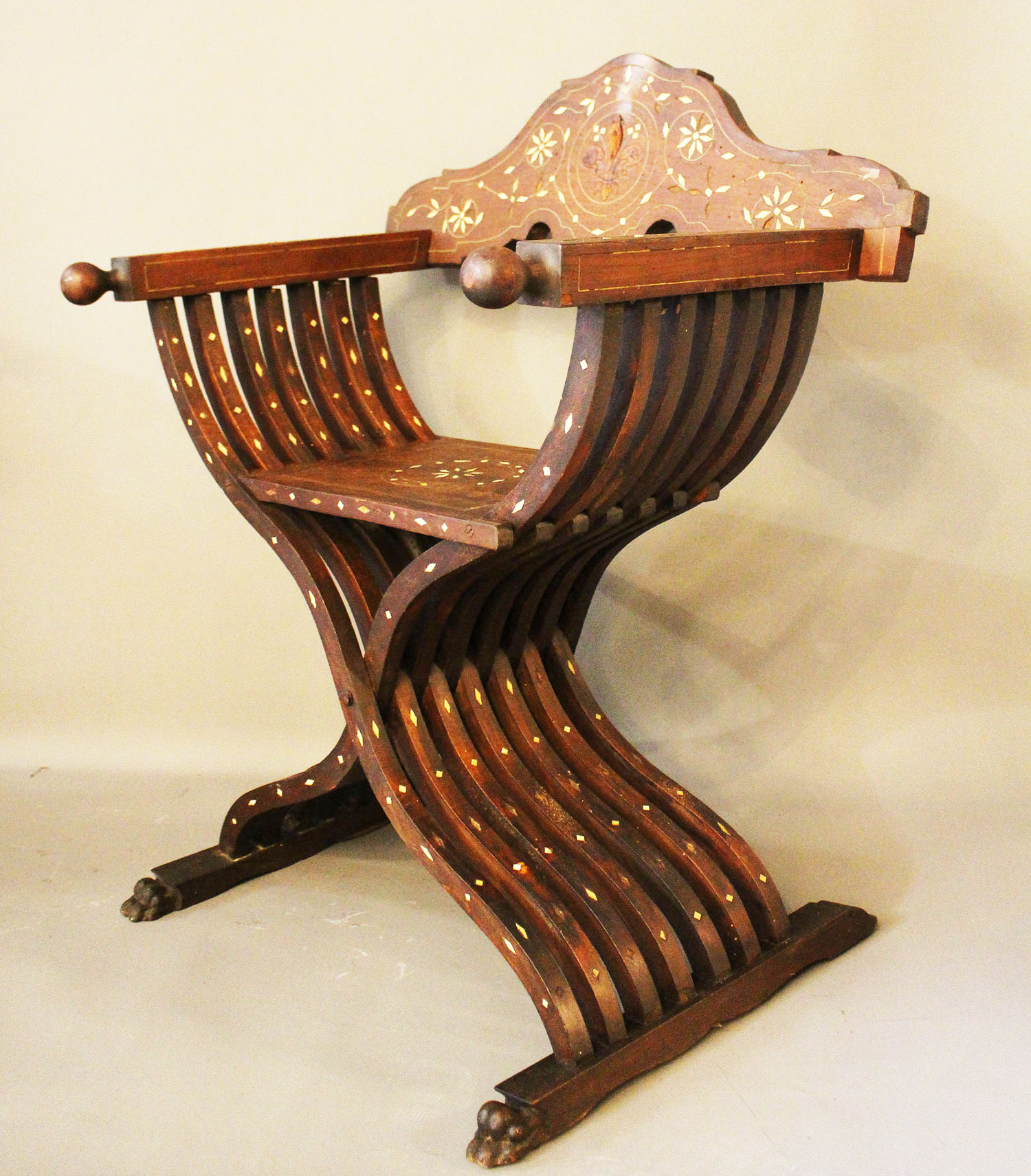 Pair of Florentine X-chairs - Image 3 of 3