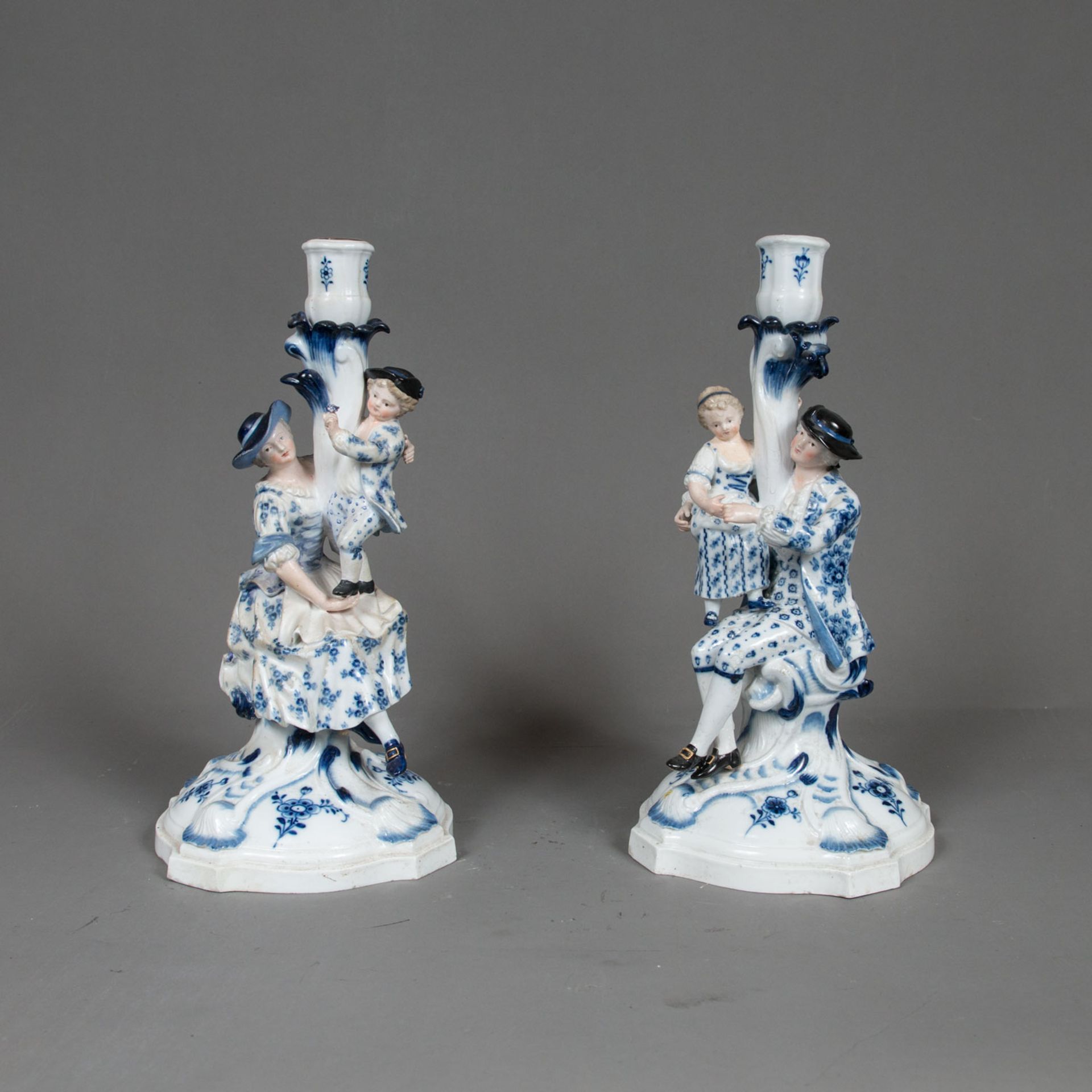 Pair of Meissen Porcelain Candle Sticks