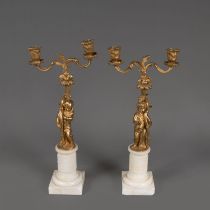 Pair of Bronze Candelabras
