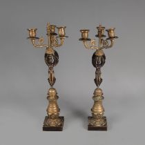 Pair of Empire Bronze Candelabras