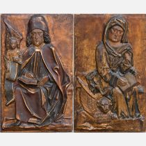 Two cartapesta reliefs in gothic manner