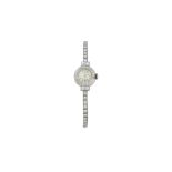 LONGINES LADY TENNIS, EN OR BLANC ET DIAMANTS - Vers 1960