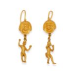 PAIRE DE PENDANTS D'OREILLES EN OR 22KT