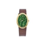 PIAGET OVALE MALACHITE, EN OR JAUNE - Vers 1960