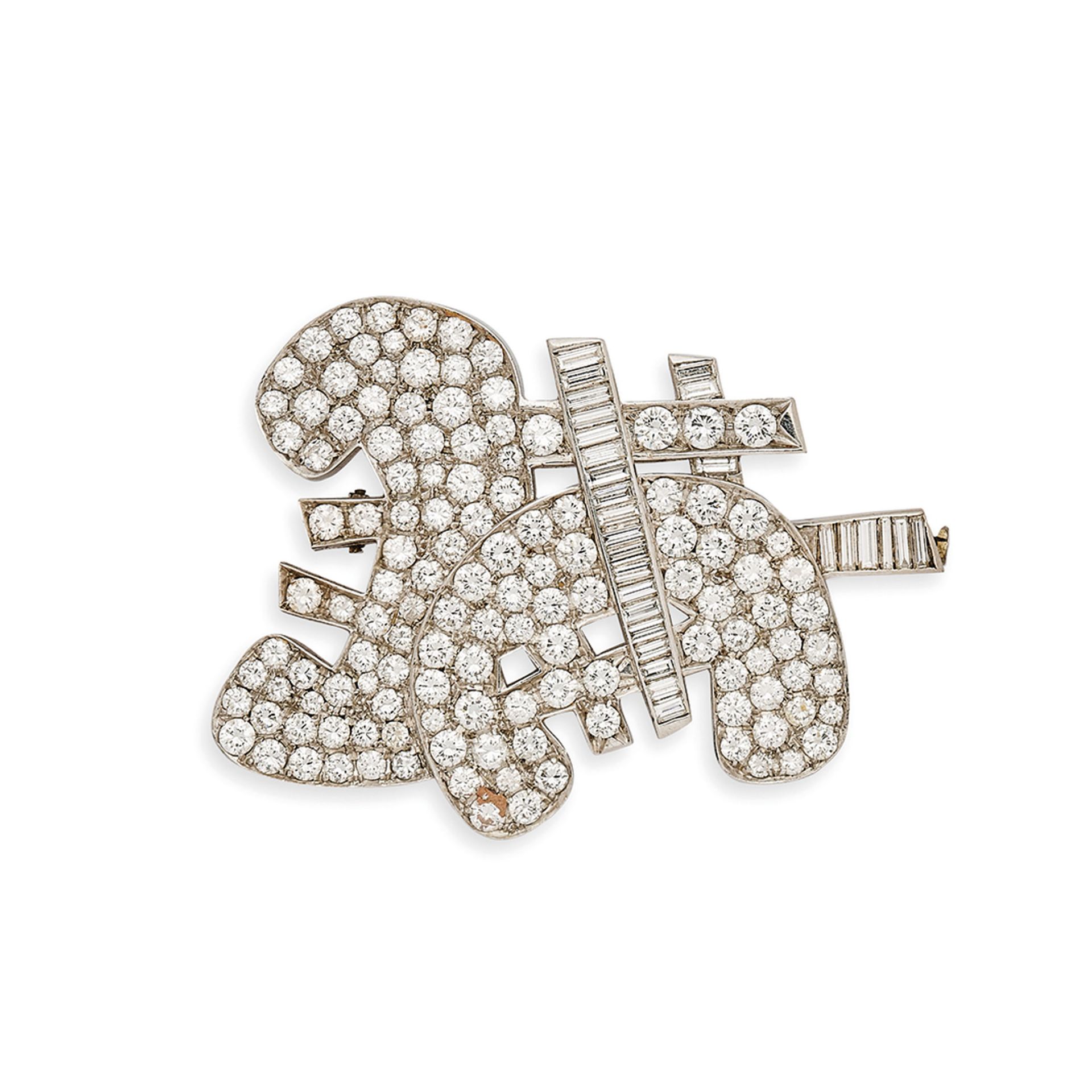 BROCHE EN OR BLANC ET DIAMANTS, SIGNÉE CAPOGROSSI FOR MASENZA ROMA