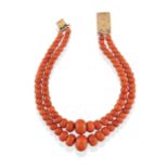 COLLIER EN OR ET CORAIL