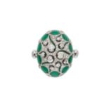 BAGUE EN OR, JADEITE ET DIAMANTS