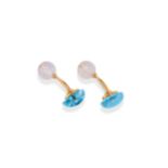 PAIRE DE BOUTONS DE MANCHETTE EN OR, TOPAZE BLEUE ET QUARTZ ROSE