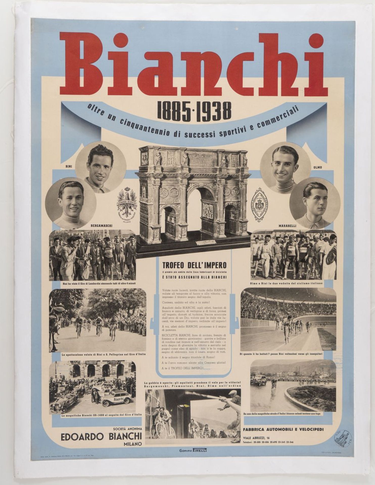 Manifesto Bianchi 1938			
								
Manifesto originale del 1938, celebrativo dei successi sportivi d