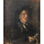 ANTONIO MANCINI (Roma 1852 â€“ 1930) "Autoritratto". Olio su tela. Cm 70,5x61. Opera firmata in alto