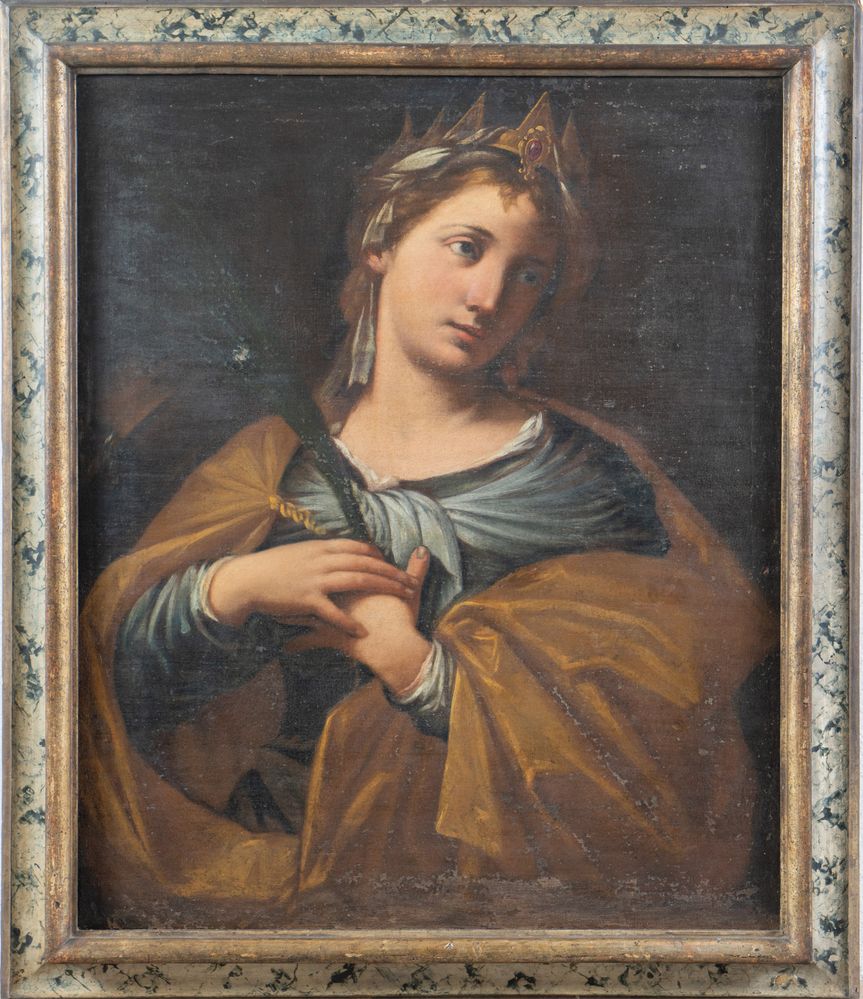 Ambito del Pasinelli, XVII secolo. "Santa Martire". Olio su tela. Cm 87x73. - Image 2 of 3