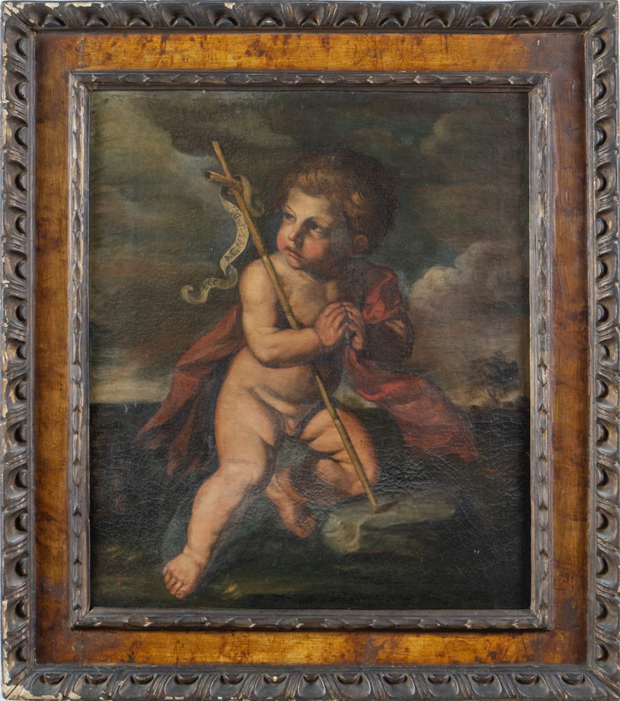 Maestro del XVII secolo. "San Giovannino". Olio su tela. Cm 78x66. - Image 2 of 3