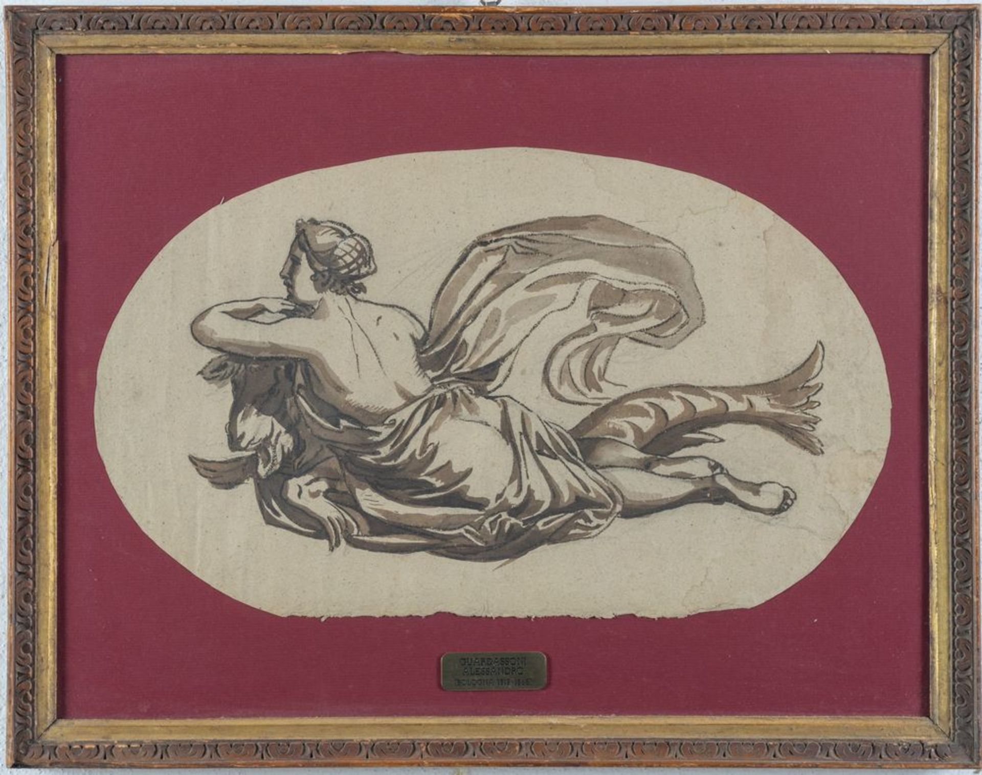 ALESSANDRO GUARDASSONI (Bologna 1819 â€“ 1888) "Senza titolo". Acquerello su carta. Cm 31,5x53,5.