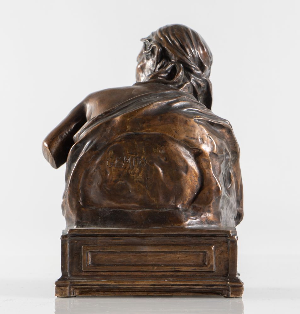 VINCENZO GEMITO (Napoli 1852 - 1929) "Sibilla". Scultura in bronzo a cera persa. Cm 31x23x16. Opera - Image 3 of 5