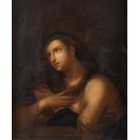 Maestro del XVII secolo. "Maddalena penitente". Olio su tela. Cm 80x63.