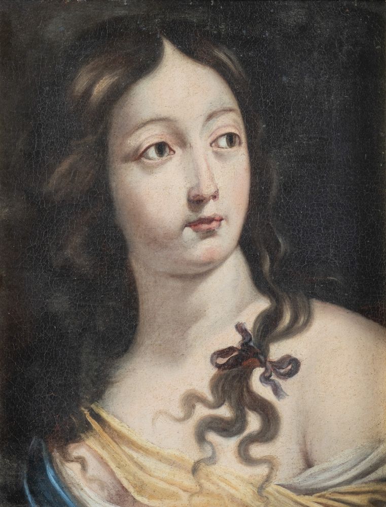 Maestro del XVIII secolo. "Giovane donna" Olio su tela. Cm 43x34.
