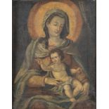 Maestro del XVII secolo. â€œMadonna con Bambinoâ€. Olio su tela. Cm 75x58,5.