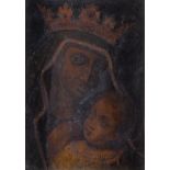 Maestro del XVII - XVIII secolo. "Madonna di San Luca". Dipinto su rame. Cm 24,5x19,5.