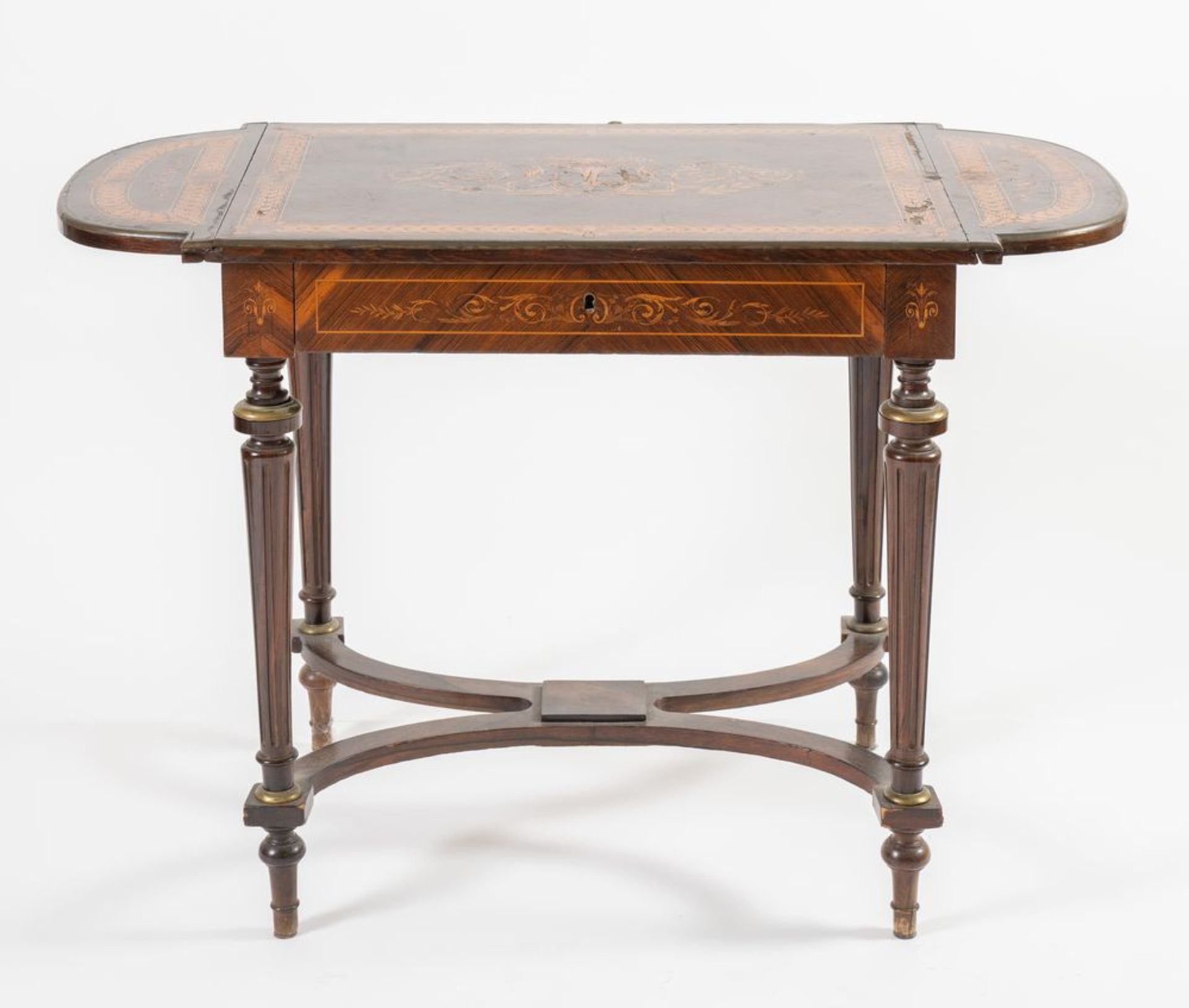 Tavolino con bandelle, lastronato in legno di palissandro. Francia, fine del XIX secolo. Riccamente - Image 3 of 4