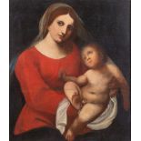 Maestro del XVII secolo. "Madonna con Bambinoâ€. Olio su tela. Cm 92x80. (restauri)