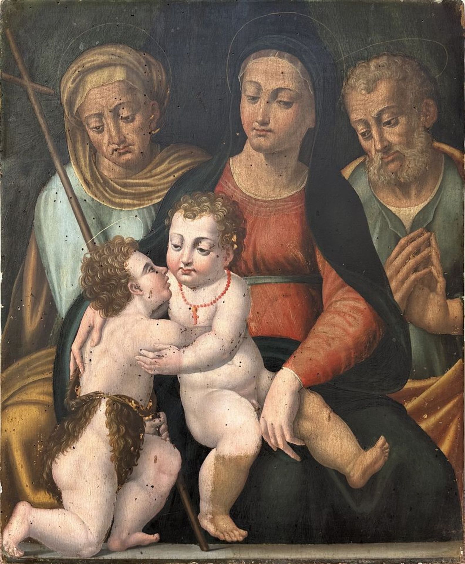 Ambito di Bartolomeo Ramenghi, detto Bagnacavallo, Romagna, XVI secolo. "Sacra conversazione". Olio - Image 3 of 12