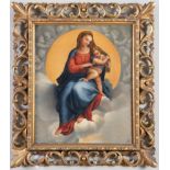 Maestro degli inizi del XIX secolo. "Madonna con Bambinoâ€. Da Raffaello. Olio su tela. Cm 63x51.