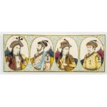 Placca orientale in avorio, raffigurante quattro ritratti. India, XIX secolo. Lotto accompagnato da