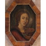 Maestro del XVIII secolo. â€Santa Lucia â€œ. Olio su tavola ottagonale. Cm 41x28,5. (cornice coeva)