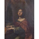 Maestro bolognese del XVII secolo. "Santa Cecilia". Olio su tela. Cm 85x66.