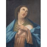 Maestro della fine del XVIII secolo. "Madonna in adorazione". Olio su tela. Cm 73x55,5.